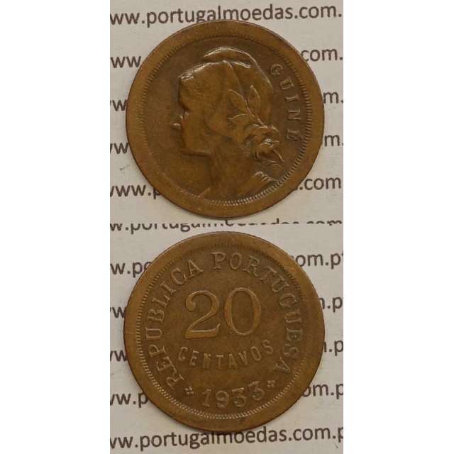 GUINÉ - 20 CENTAVOS BRONZE 1933 (MBC)