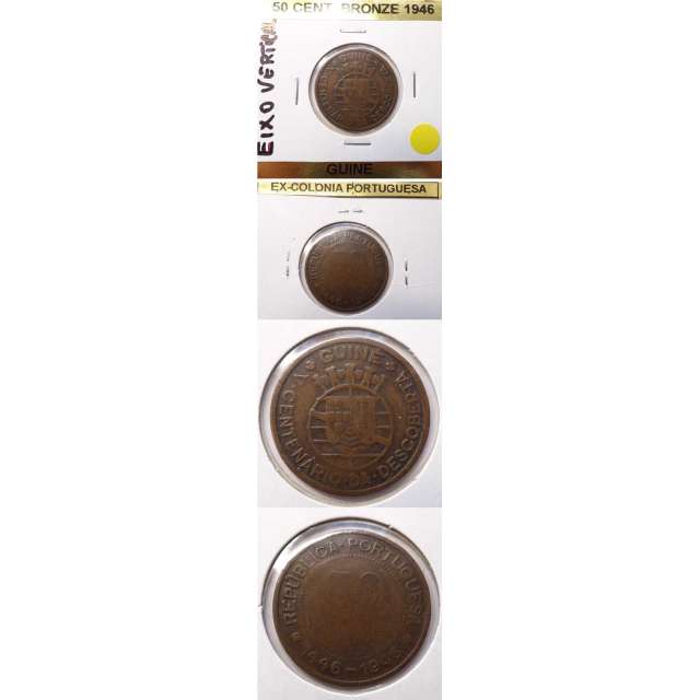EIXO VERTICAL - 50 CENTAVOS BRONZE 1946 DA GUINÉ