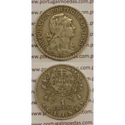 Guiné, 1 escudo 1933 Alpaca, Ex-Colónia Portuguesa da Guiné, (MBC+), World Coins Guinea-Bissau KM 5
