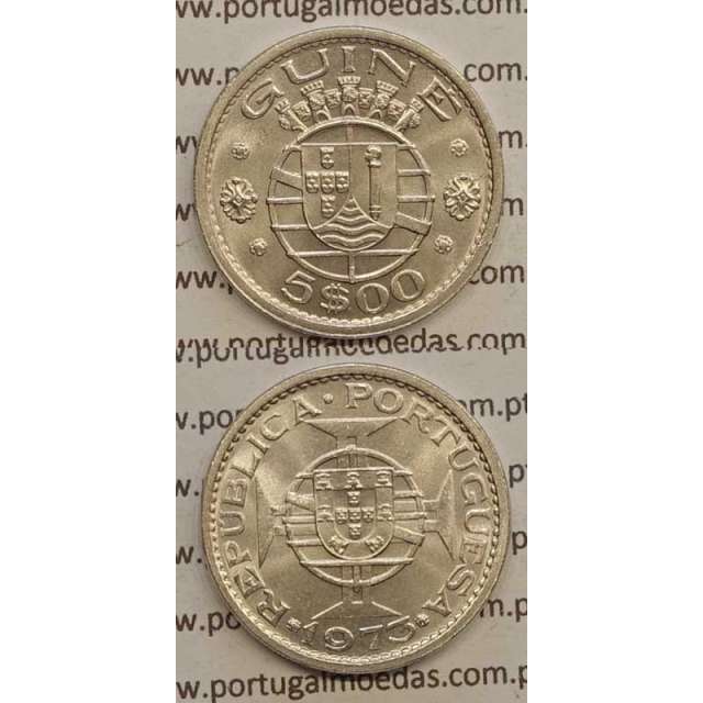 GUINÉ - 5$00 CUPRO-NÍQUEL 1973 (SOB)