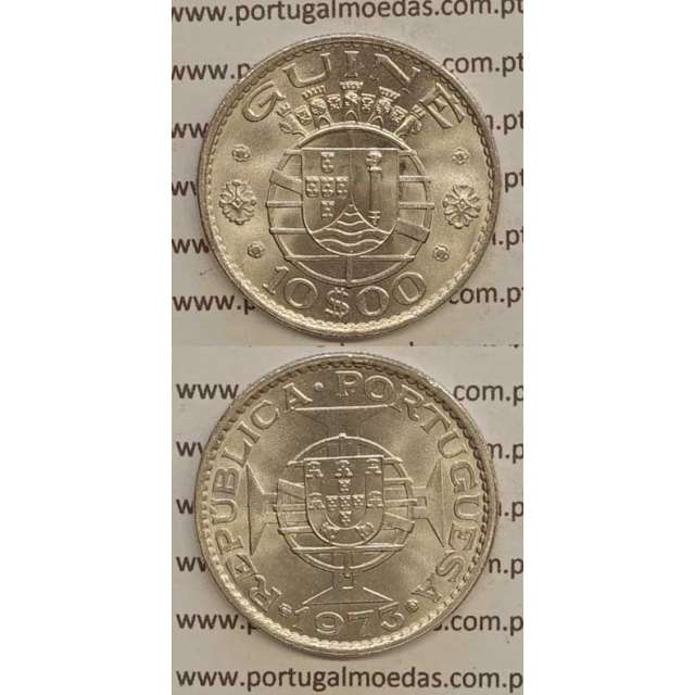 GUINÉ - 10$00 CUPRO-NÍQUEL 1973 (SOB)