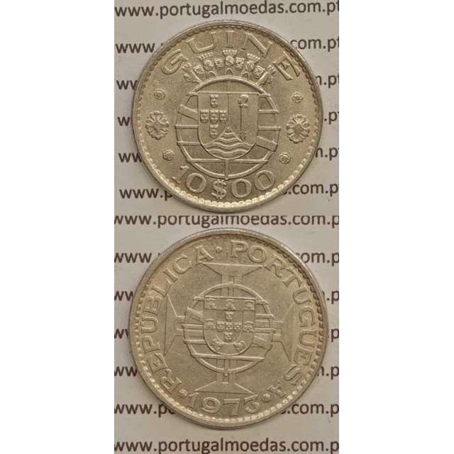 GUINÉ - 10$00 CUPRO-NÍQUEL 1973 (MBC+/BELA-)