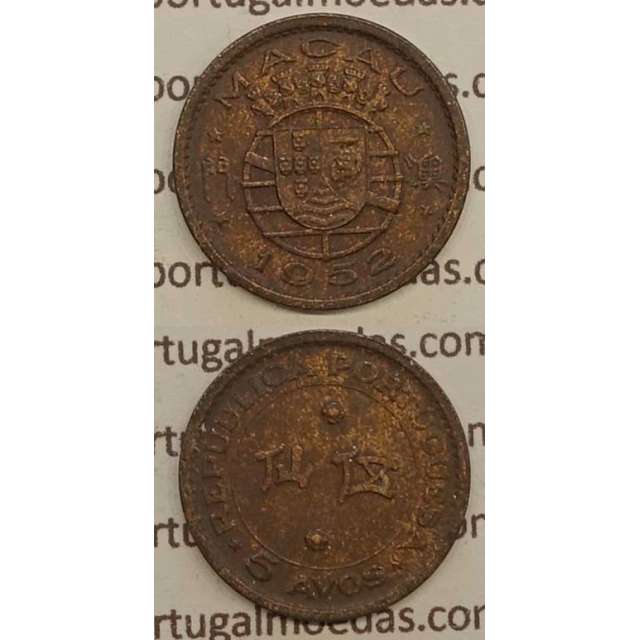 MACAU - 5 AVOS BRONZE 1952 (MBC+)