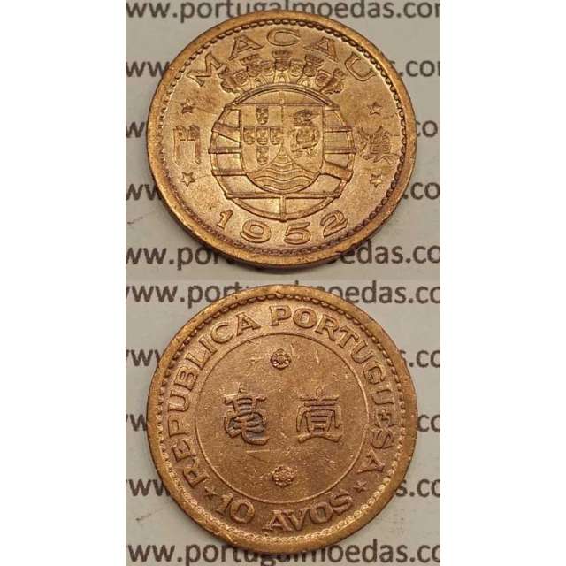 MACAU - 10 AVOS BRONZE 1952 (MBC+)