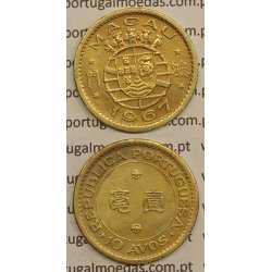 Macau 10 Avos 1967 Latão Níquel , Macao Portuguese Colony 10 avos 1967, (MBC+), Ex-Colónia Macau, World Coins Macao KM 2a