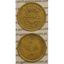 Macau 10 Avos 1975 Latão Níquel , Macao Portuguese Colony 10 avos 1975, (MBC+/BELA-), Ex-Colónia Macau, World Coins Macao KM2a