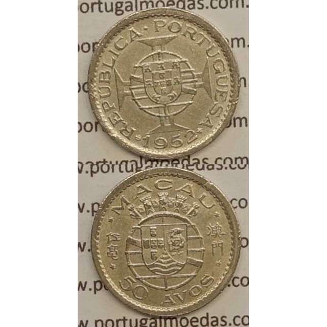 MACAU - 50 AVOS CUPRO-NÍQUEL 1952 (MBC+)