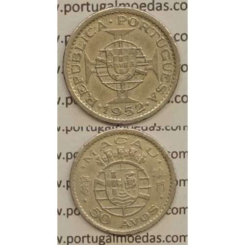 MACAU - 50 AVOS CUPRO-NÍQUEL 1952 (BC+)