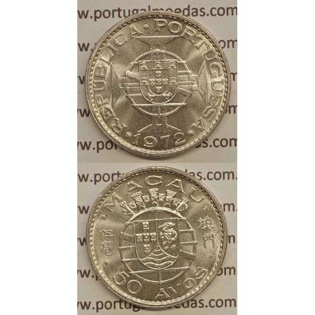 Macau 50 Avos 1972 Cuproníquel , Macao Portuguese Colony 50 avos 1972, (Soberba), Ex-Colónia Macau, World Coins Macao KM 7