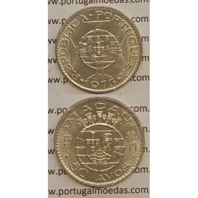Macau 50 Avos 1973 Cuproníquel , Macao Portuguese Colony 50 avos 1973, (Bela), Ex-Colónia Macau, World Coins Macao KM 7