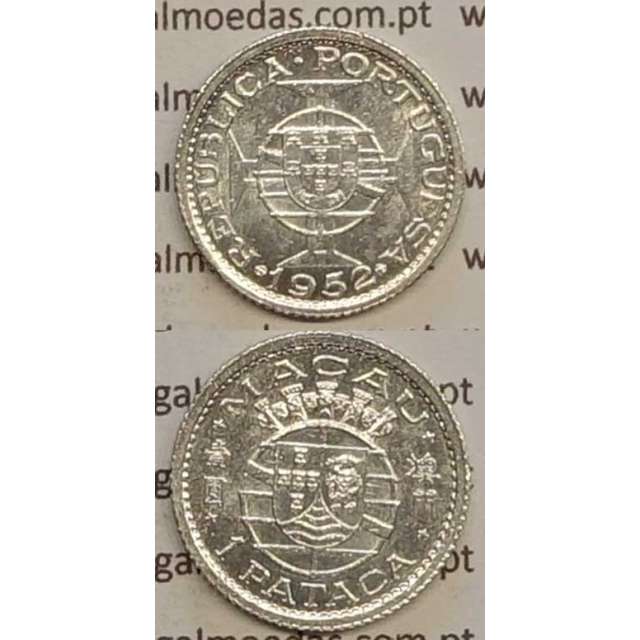 Macau 1 Pataca 1952 Prata , Macao Portuguese Colony 1 Pataca 1952, (Bela), Ex-Colónia Macau, World Coins Macao KM 4