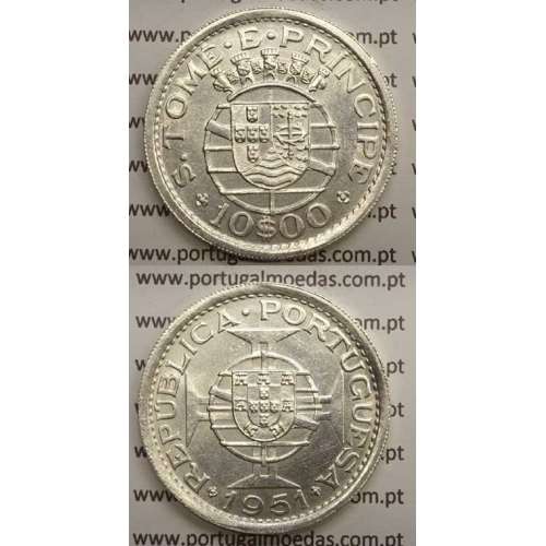 10$00 PRATA 1951 (BELA) S. TOMÉ E PRINCÍPE