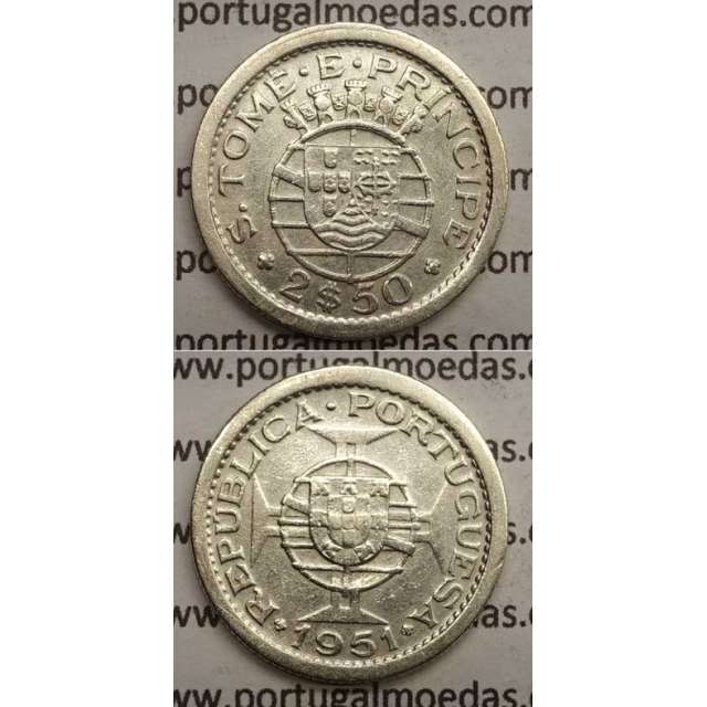 2$50 PRATA 1951 (BC+) S. TOMÉ E PRINCÍPE