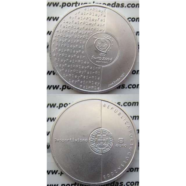 8 EUROS PRATA 2003 "FUTEBOL É DESPORTIVISMO" (BELA/SOB)