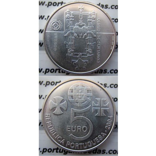 5 EUROS PRATA 2004 "CONVENTO DE CRISTO EM TOMAR " (BELA/SOB)