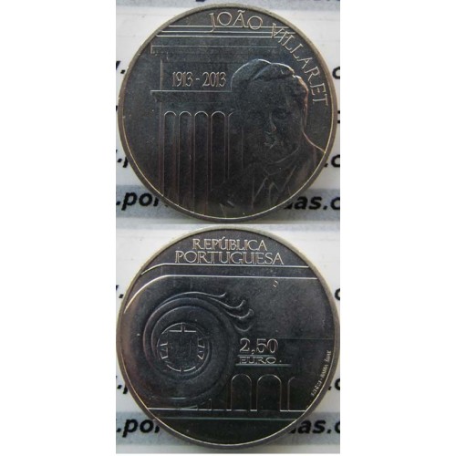 2,50€ "Euros" 2013, João Villaret, Cuproniquel, (2,50 Euro 2013, World Coins Portugal  KM853)