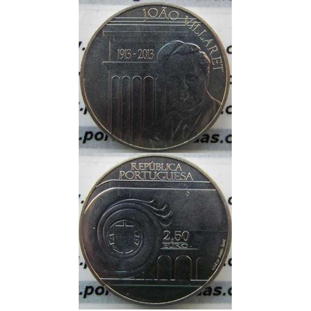 2,50€ "Euros" 2013, João Villaret, Cuproniquel, (2,50 Euro 2013, World Coins Portugal  KM853)