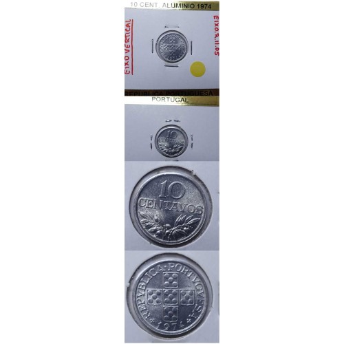 10 CENTAVOS ALUMÍNIO 1974 - EIXO VERTICAL