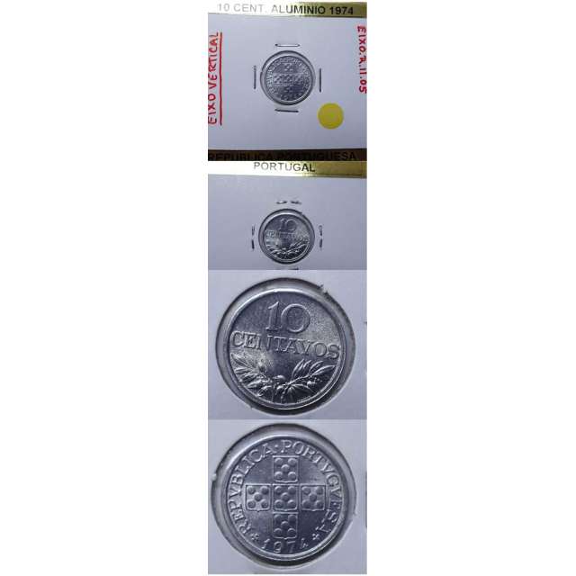 10 CENTAVOS ALUMÍNIO 1974 - EIXO VERTICAL