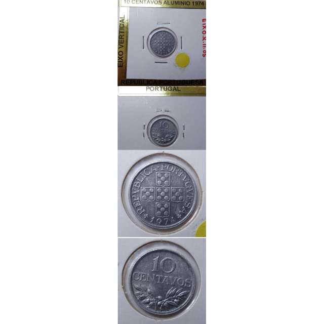 10 CENTAVOS ALUMÍNIO 1974 - EIXO VERTICAL