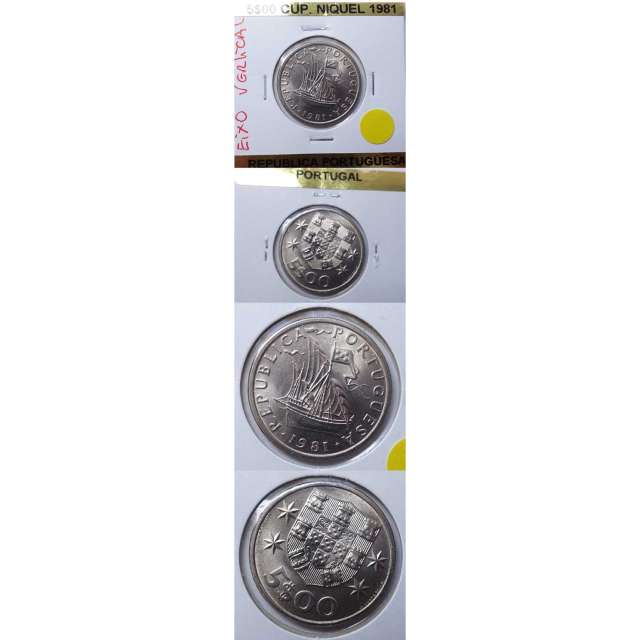 5$00 CUPRO-NIQUEL 1981 EIXO QUASE VERTICAL