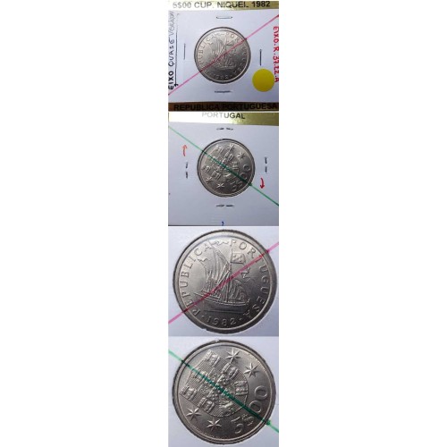5$00 CUPRO-NIQUEL 1982 EIXO QUASE VERTICAL