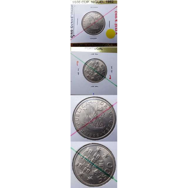 5$00 CUPRO-NIQUEL 1982 EIXO QUASE VERTICAL