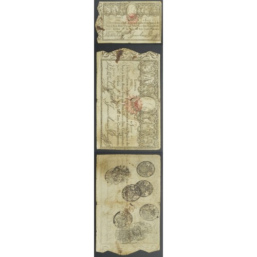 APÓLICE REAL ERÁRIO - 10$000 REIS 1799 - DATA IMPRESSA - COM CARIMBO DE D.PEDRO IV 1826 ( POUCO CIRCULADA )