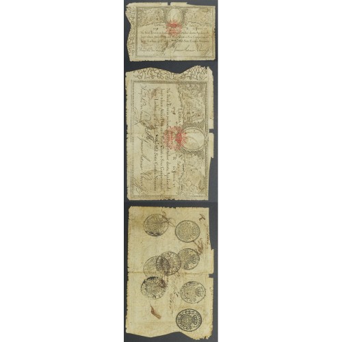 APÓLICE REAL ERÁRIO - 10$000 REIS 1799 - DATA EMENDADA "1798/9" - COM CARIMBO DE D.PEDRO IV 1826 ( CIRCULADA )