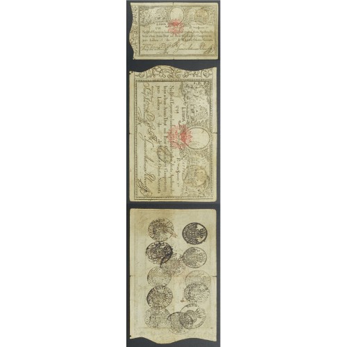 APÓLICE REAL ERÁRIO - 10$000 REIS 1799 - DATA EMENDADA "1798/9" - COM CARIMBO DE D.PEDRO IV 1826 ( POUCO CIRCULADA )