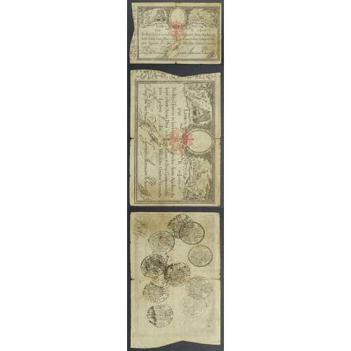 APÓLICE REAL ERÁRIO - 10$000 REIS 1798 - DATA IMPRESSA - COM CARIMBO DE D.PEDRO IV 1826 ( POUCO CIRCULADA )