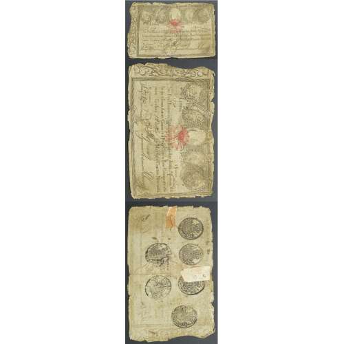 APÓLICE REAL ERÁRIO - 5$000 REIS 1799 - DATA MANUSCRITA - COM CARIMBO DE D.MIGUEL I 1828 ( CIRCULADA )