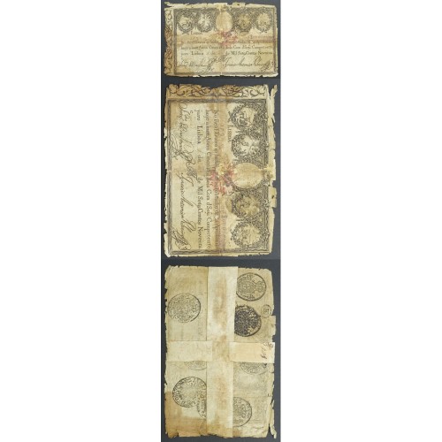 APÓLICE REAL ERÁRIO - 5$000 REIS 1799 - DATA MANUSCRITA - COM CARIMBO DE D.PEDRO IV 1826 ( CIRCULADA )