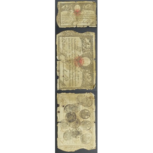 APÓLICE REAL ERÁRIO - 5$000 REIS 1798 - DATA IMPRESSA - COM CARIMBO DE D.MIGUEL I 1828 ( CIRCULADA )