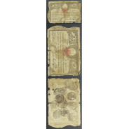 APÓLICE REAL ERÁRIO - 5$000 REIS 1798 - DATA IMPRESSA - COM CARIMBO DE D.MIGUEL I 1828 ( CIRCULADA )