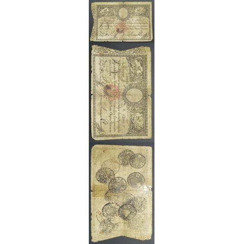 APÓLICE REAL ERÁRIO - 5$000 REIS 1798 - DATA IMPRESSA - COM CARIMBO DE D.MIGUEL I 1828 ( CIRCULADA )
